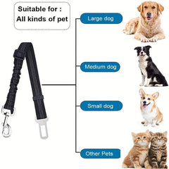 Reflective Dog Seat Belt Car Safety Harness Elastic Traction Rope