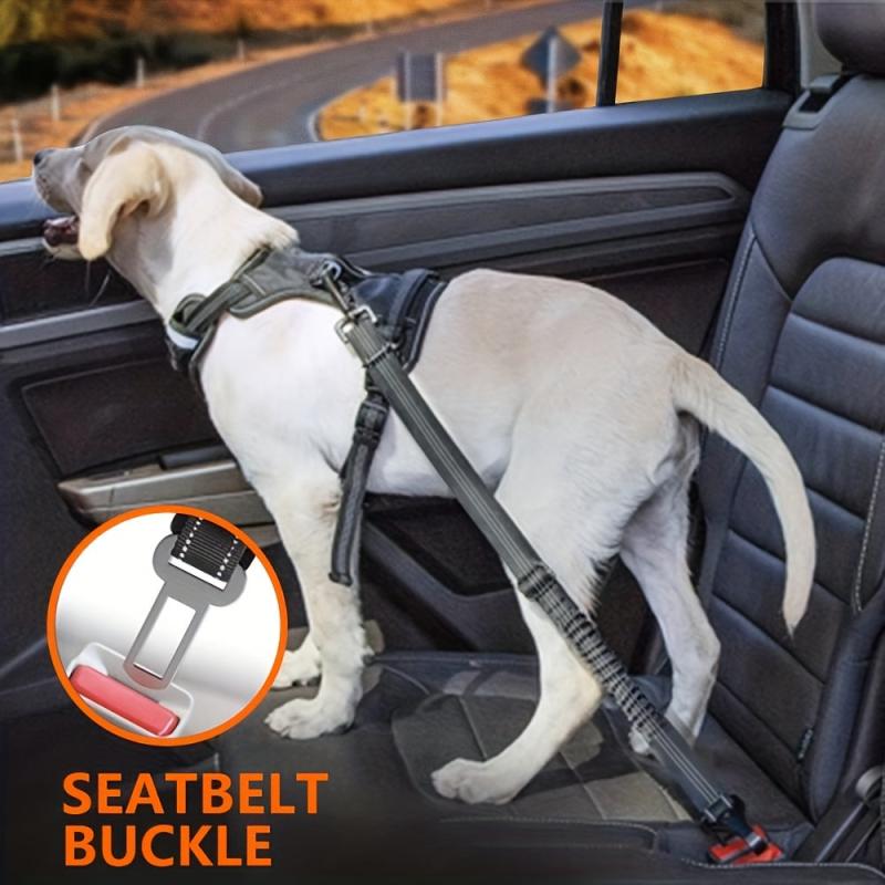 Reflective Dog Seat Belt Car Safety Harness Elastic Traction Rope