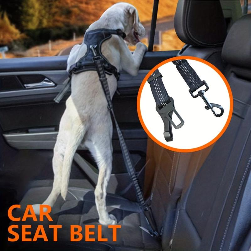 Reflective Dog Seat Belt Car Safety Harness Elastic Traction Rope