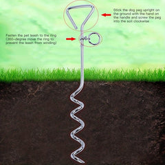 Heavy Duty Stainless Steel Tie Out Leash Stake