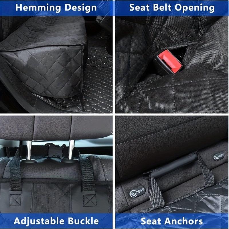 Waterproof Dog Car Seat Cover with Mesh Window & Side Flap