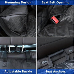 Waterproof Dog Car Seat Cover with Mesh Window & Side Flap