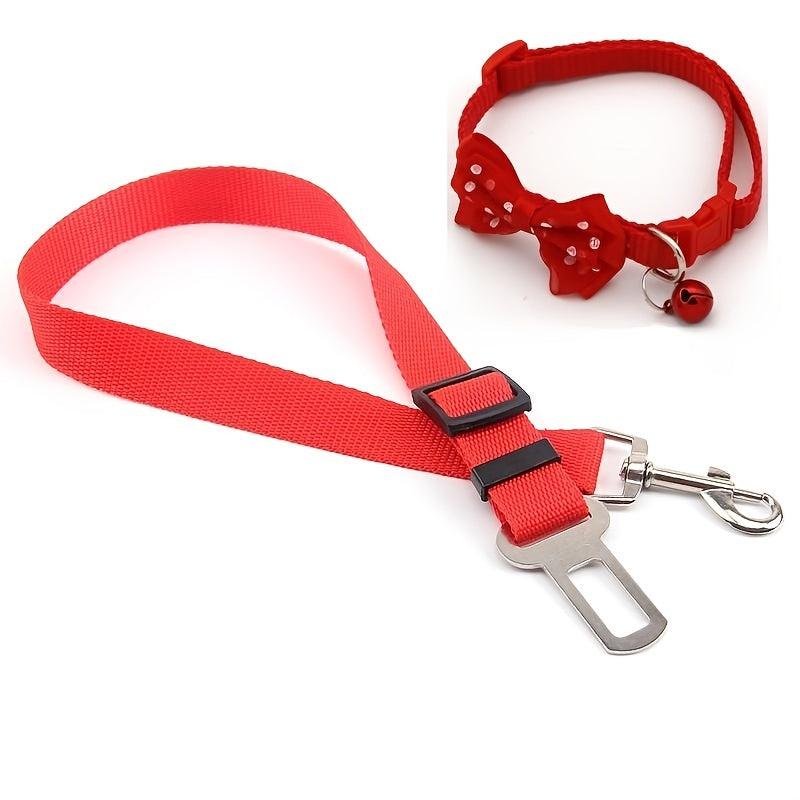Dog Collar Pet Safety Rope Seat Belt Adjustable for Small Medium Dogs