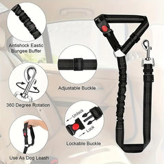 1pc 2pcs Solid Pet Car Safety Belt Two in One Dog Cat Car Traction Rope