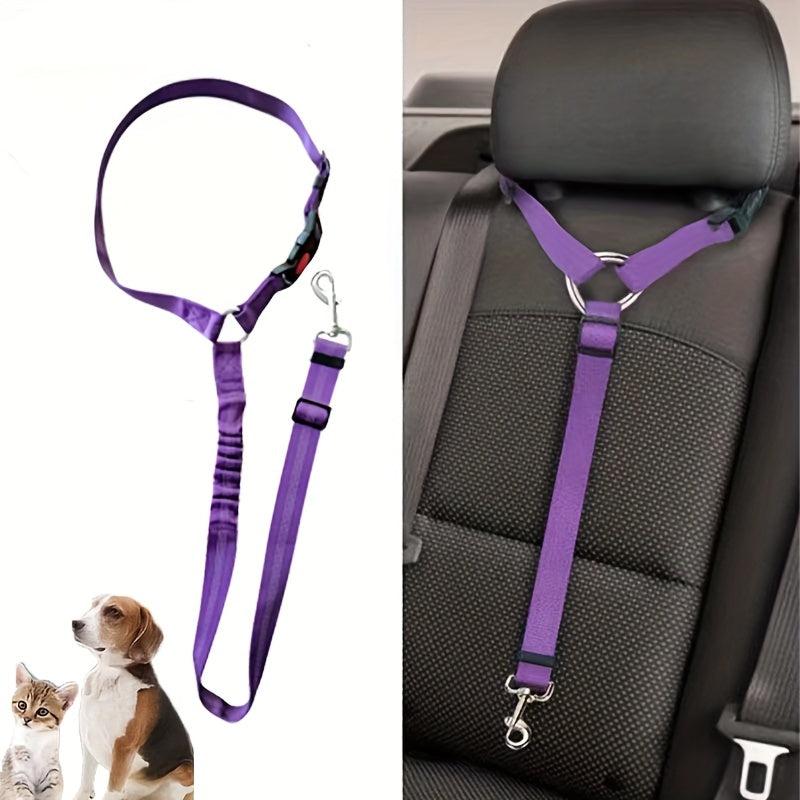 1pc 2pcs Solid Pet Car Safety Belt Two in One Dog Cat Car Traction Rope