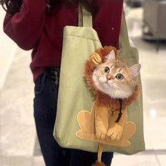 Lion Shaped Pet Carrier Shoulder Bag Breathable Cat Travel Bag