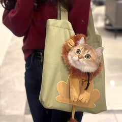 Lion Shaped Pet Carrier Shoulder Bag Breathable Cat Travel Bag