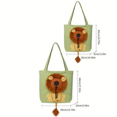 Lion Shaped Pet Carrier Shoulder Bag Breathable Cat Travel Bag
