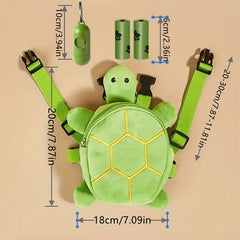Turtle Shape Pet Backpack with Dog Poop Bag Dispenser