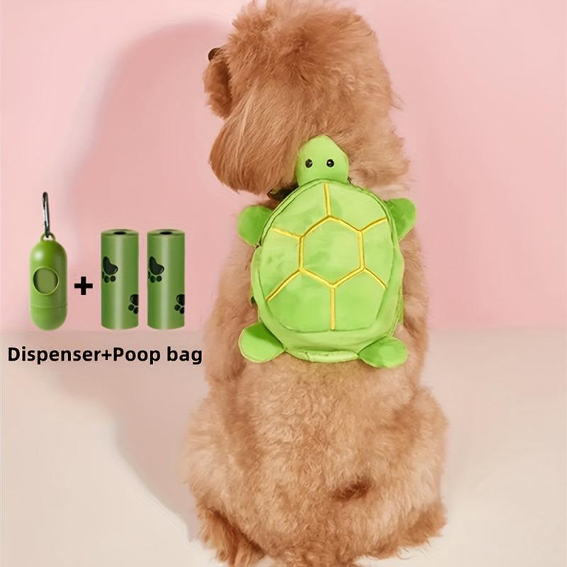 Turtle Shape Pet Backpack with Dog Poop Bag Dispenser