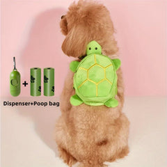 Turtle Shape Pet Backpack with Dog Poop Bag Dispenser