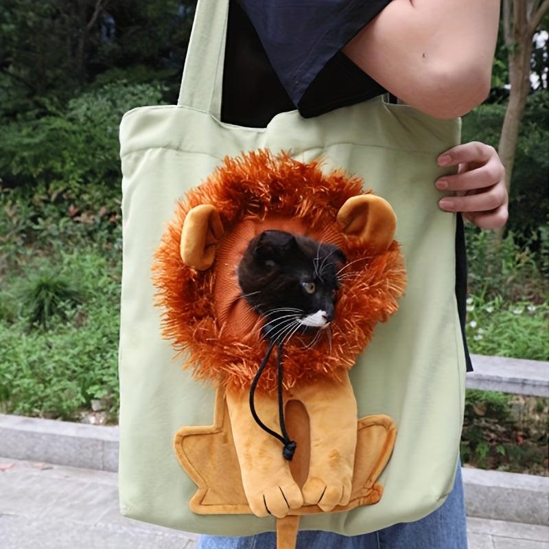 Pet Dog Carriers Handbag Bag Lion Pattern Canvas Shoulder Sling Carriers