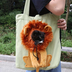 Pet Dog Carriers Handbag Bag Lion Pattern Canvas Shoulder Sling Carriers
