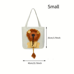 Pet Dog Carriers Handbag Bag Lion Pattern Canvas Shoulder Sling Carriers