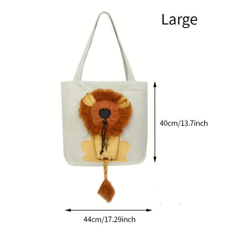 Pet Dog Carriers Handbag Bag Lion Pattern Canvas Shoulder Sling Carriers