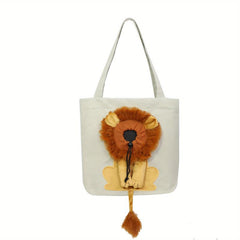 Pet Dog Carriers Handbag Bag Lion Pattern Canvas Shoulder Sling Carriers