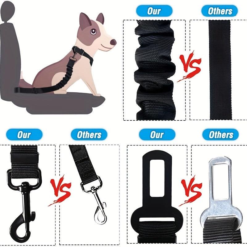 2pcs Retractable Dog Car Seatbelts Adjustable Pet Seat Belt with Bowl