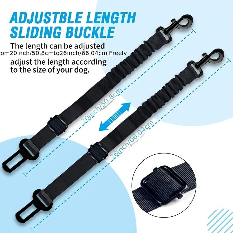 2pcs Retractable Dog Car Seatbelts Adjustable Pet Seat Belt with Bowl