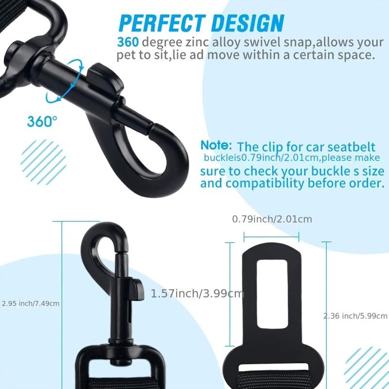 2pcs Retractable Dog Car Seatbelts Adjustable Pet Seat Belt with Bowl