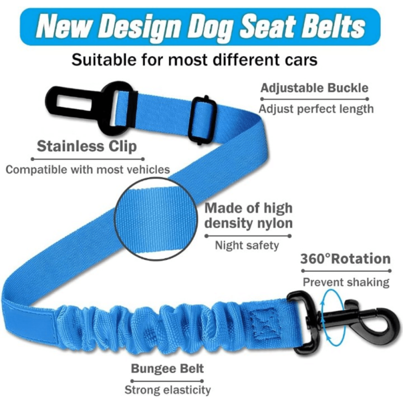 2pcs Retractable Dog Car Seatbelts Adjustable Pet Seat Belt with Bowl