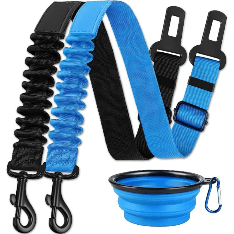 2pcs Retractable Dog Car Seatbelts Adjustable Pet Seat Belt with Bowl