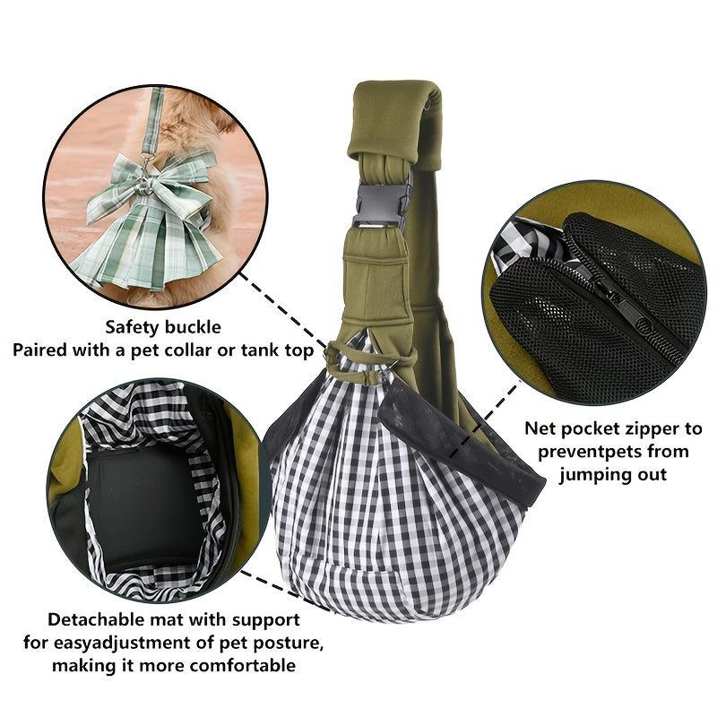 Pet Sling Carrier Breathable Dog Shoulder Bag Hands-Free Backpack
