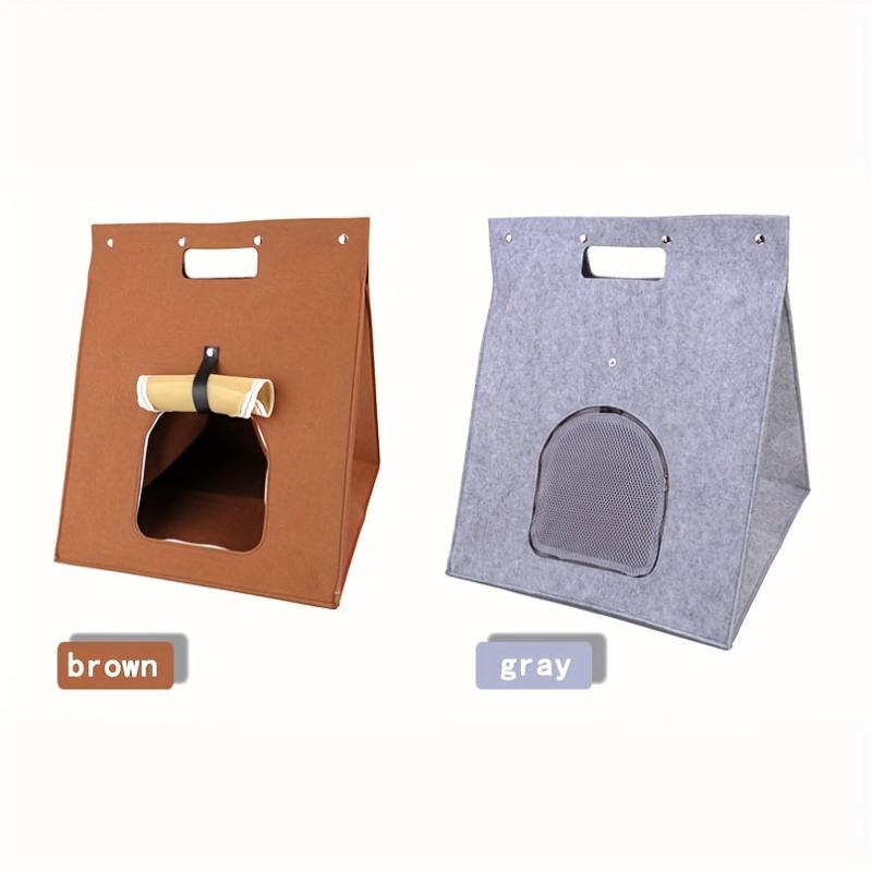 Foldable Felt Cat House Portable Washable Pet Bed for Travel