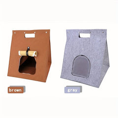 Foldable Felt Cat House Portable Washable Pet Bed for Travel
