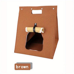 Foldable Felt Cat House Portable Washable Pet Bed for Travel