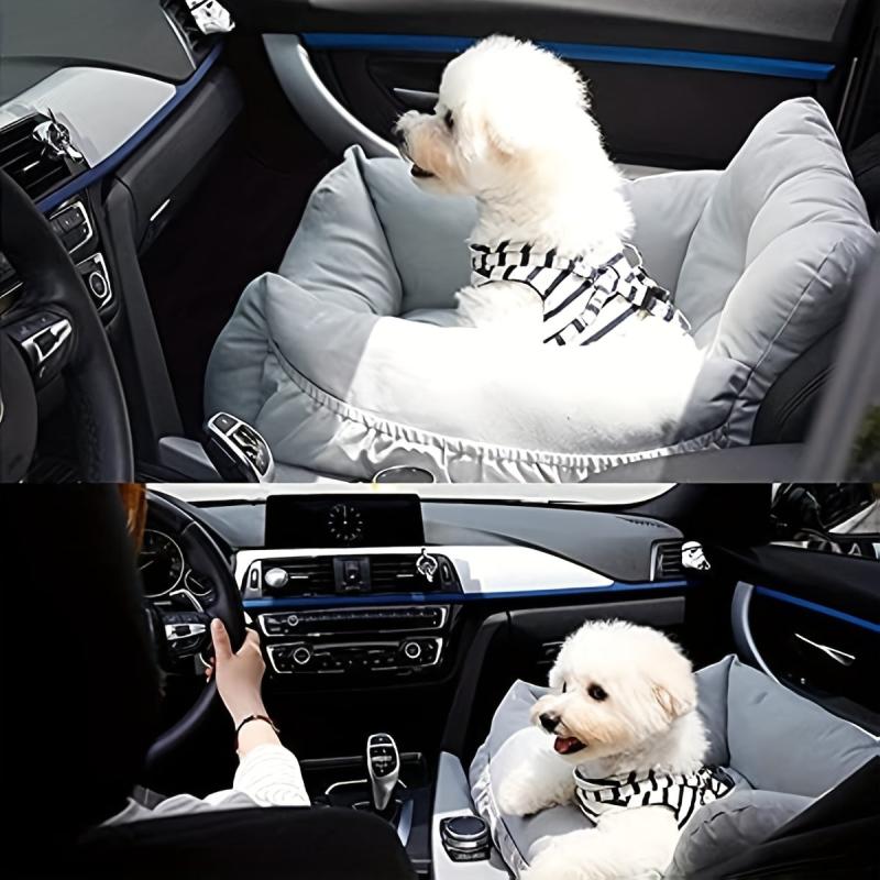 Cozy Dog Car Seat with Storage Pocket for Small Pets