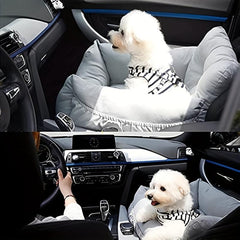 Cozy Dog Car Seat with Storage Pocket for Small Pets