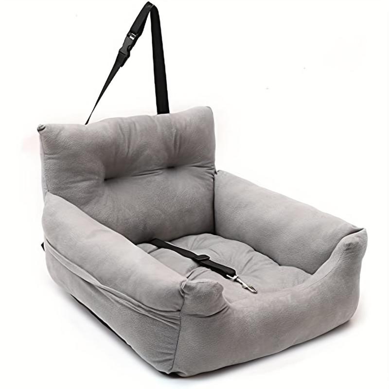 Cozy Dog Car Seat with Storage Pocket for Small Pets