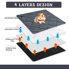 4pcs Guinea Pig Fleece Bedding Reusable Washable Pee Pad