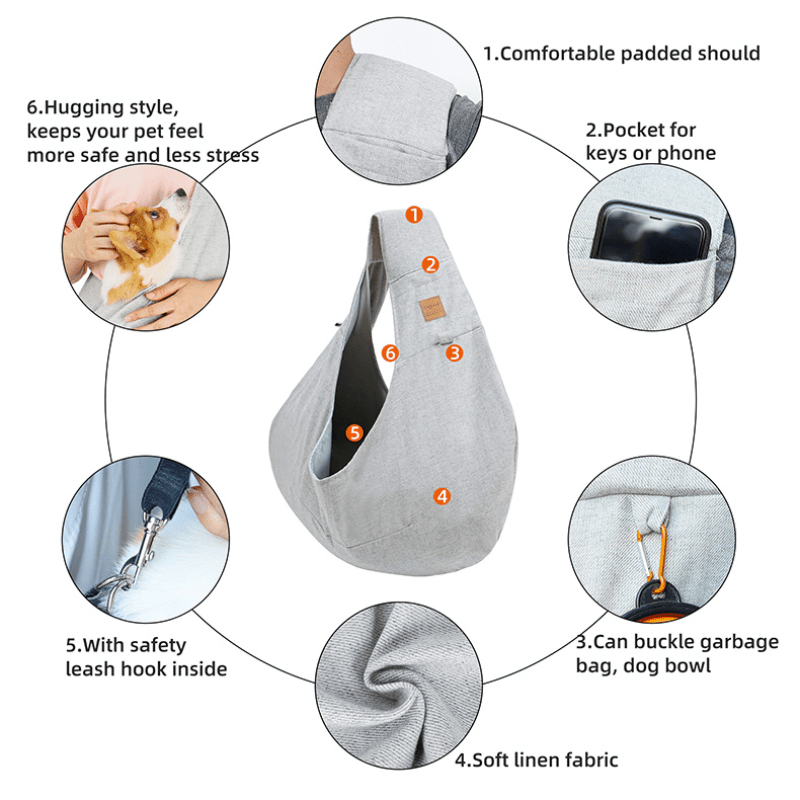Hands-Free Pet Sling Carrier for Dogs and Cats