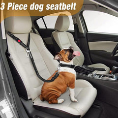3pcs Set Retractable Dog Car Seatbelts Adjustable Pet Seat Belt