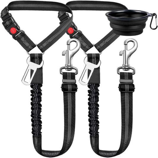 3pcs Set Retractable Dog Car Seatbelts Adjustable Pet Seat Belt