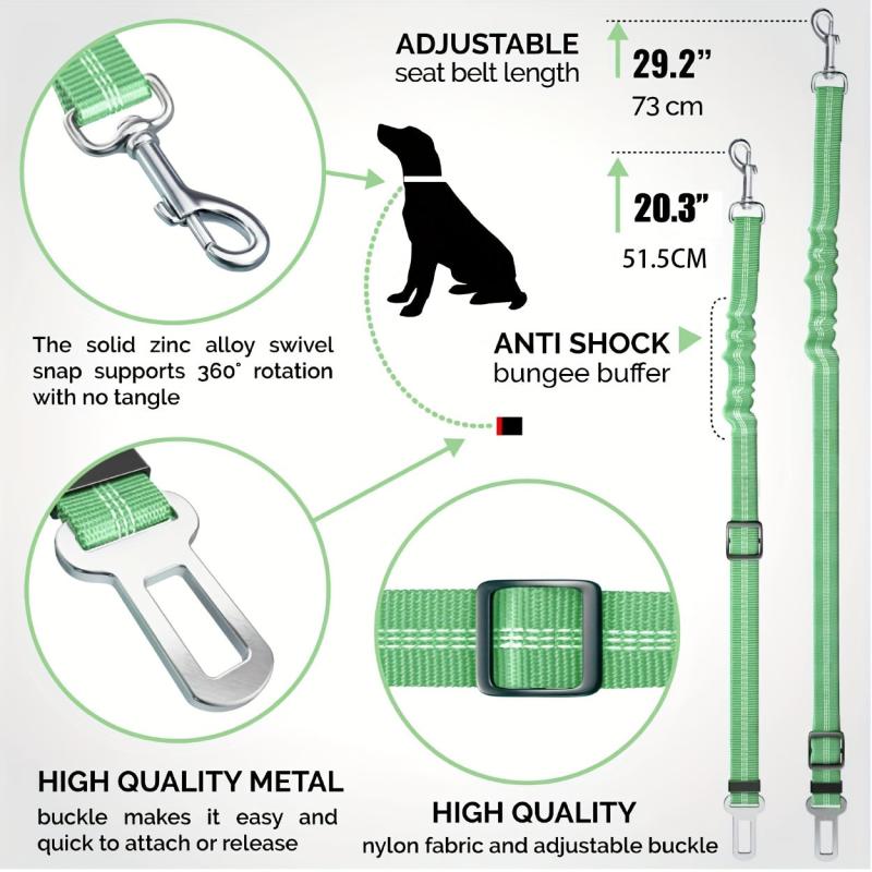 Adjustable Dog Leash Car Seat Belt Retractable Safety Rope