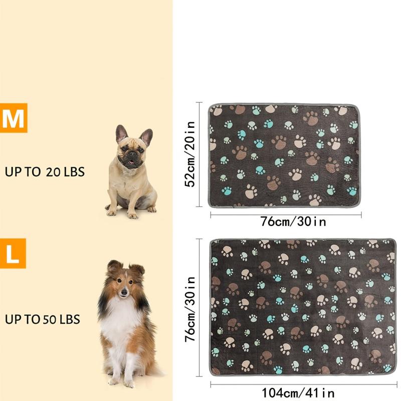Soft Grey Paw Print Fleece Pet Blanket for Dogs