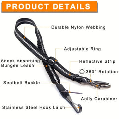 Heavy Duty Dog Seat Belt Nylon Retractable Vehicle Safety Harness