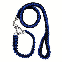 Nylon 8-Strand Braided Dog Leash & Collar Set for Large Dogs