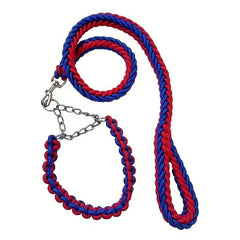 Nylon 8-Strand Braided Dog Leash & Collar Set for Large Dogs