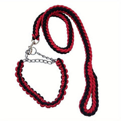Nylon 8-Strand Braided Dog Leash & Collar Set for Large Dogs
