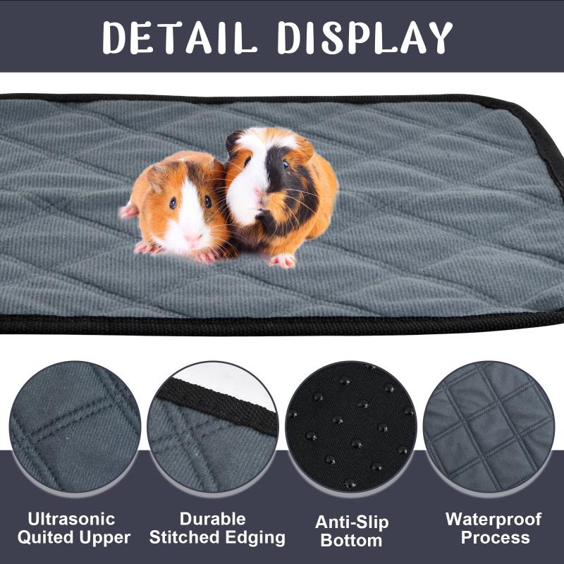 4Pcs Guinea Pig Cage Liners Fleece Bedding Absorbent Anti Slip Mats