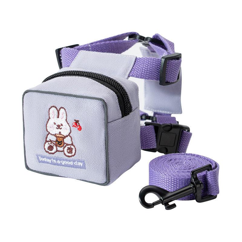 Dog Cartoon Backpack Harness Leash for Training Walking