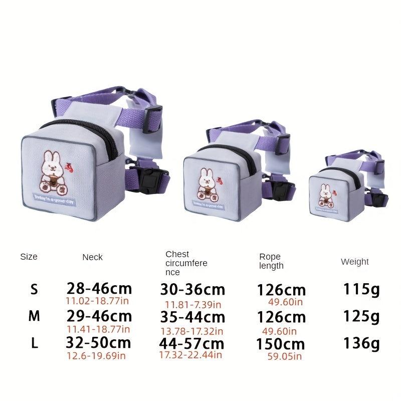 Dog Cartoon Backpack Harness Leash for Training Walking