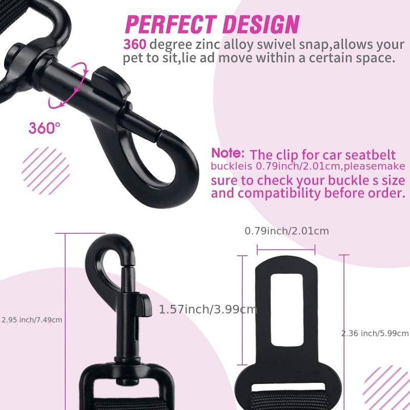 3pcs Retractable Dog Seat Belt Adjustable Pet Safety for Vehicles