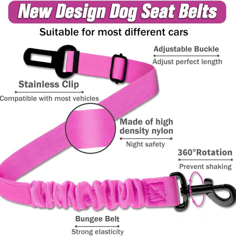 3pcs Retractable Dog Seat Belt Adjustable Pet Safety for Vehicles