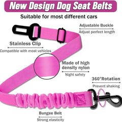 3pcs Retractable Dog Seat Belt Adjustable Pet Safety for Vehicles