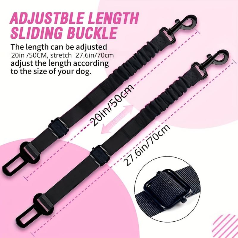 3pcs Retractable Dog Seat Belt Adjustable Pet Safety for Vehicles