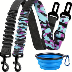 3pcs Retractable Dog Seat Belt Adjustable Pet Safety for Vehicles